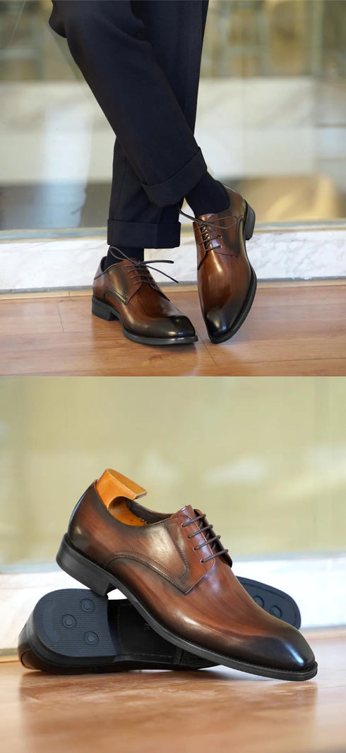 Elegant Plus Size Men's Formal Oxfords - Classic Lace-Up Leather Shoes for Weddings, Office, and Business Casual Events